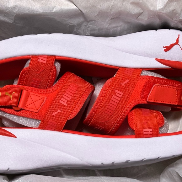 Puma Women’s Sportie Sandals - Poppy Red and White - Picture 2 of 5